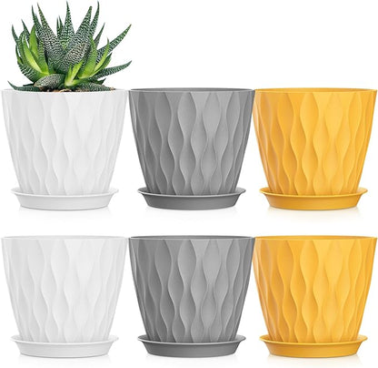 5 Inch Planter Pots, 6 Pack Indoor Planters, Small Flower Pots
