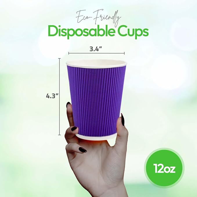 Restaurantware-12 Ounce Disposable Coffee Cups, 500 Ripple Wall Hot Cups