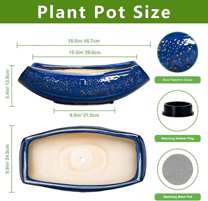 Bonsai Pots - 18 Inch Large Ceramic Succulent Pots