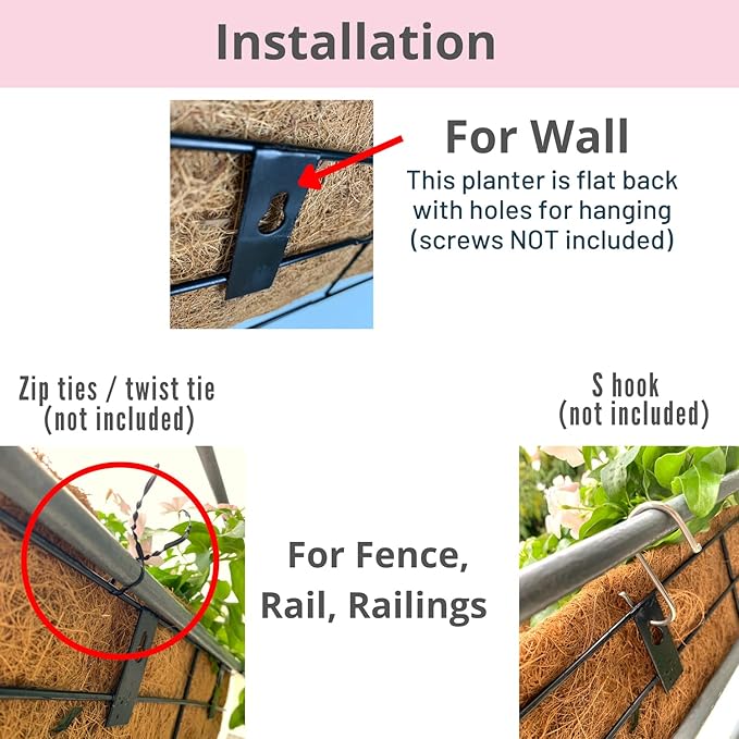 LaLaGreen Wall Planters for Outdoor Plants Window Flower Boxes Basket Attach to