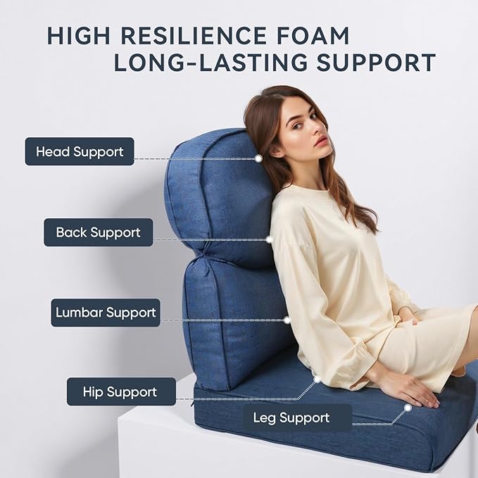 Outdoor Rattan Chair Cushions 2 Packs - Outside High Back Comfortable Thickened Pillow 22x24 with Zipper Cover for Patio Rocking Swivel Chairs Loveseat Sofa – Blue/Crescent