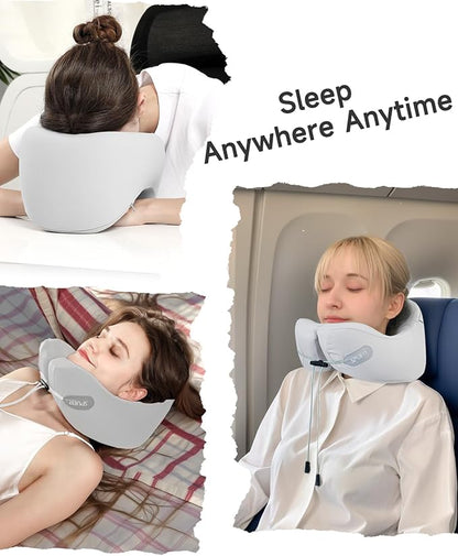 Travel Pillow – Neck Pillow Airplane, Travel Pillows for Airplanes, Airplane Travel Accessories with Eye Mask, Earplugs, Ergonomic Memory Foam Neck Pillow for Sleeping, Flights, Cars, Office (Gray)