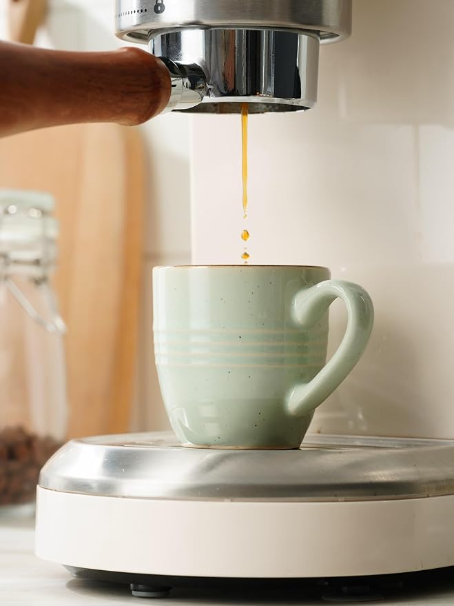 famiware 3oz Espresso Cups and Saucers, Stoneware Demitasse Cup