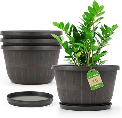 Quarut 10 inch Plastic Flower Pots