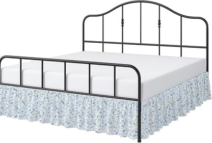 Cottington Lane Ruffled Bed Skirt Queen Size with Split Corner, Brushed Microfiber Hotel Quality Dust Ruffle, 21 Inch Drop Gathered Bedskirt, Soft, Stylish, Shrink & Fade Resistant, Garden Bloom