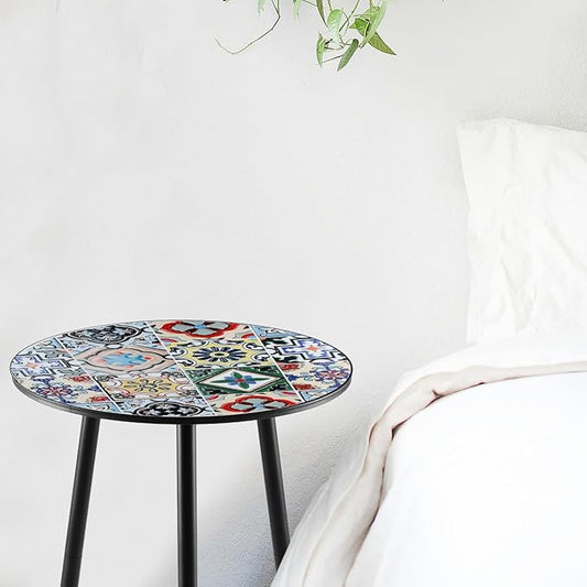 1 Pack Metal Outdoor Side Table Small Outside Round End Table