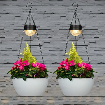 BAYN 2 Packs Solar Hanging Basket Planters