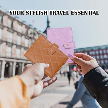 Melsbrinna Rfid Passport Holder for Travel women/Men, Cute Passport Wallet Rfid Blocking Card Slots, Rfid Passport Cover/CaseTravel Wallet, Passport Book Holder (1, LG BROWN)