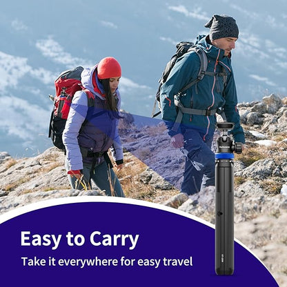 Selfie Stick Tripod for Gopro Camera, 62" Extendable Tripod Stand with 360° Ball Head 1/4" Screw, Portable Lightweight Camera Tripod for GoPro Max Hero 11 10 9 8 7 6 5 DJI OSMO Action Camera