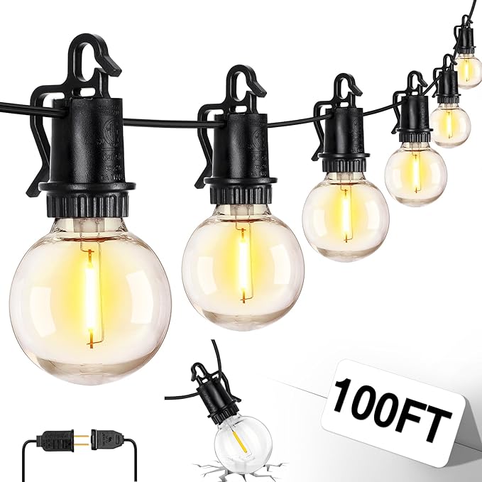 ZJOJO LED Outdoor String Lights, 100FT Outdoor Lights