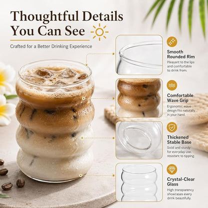 ALINK Ribbed Drinking Glass Cups