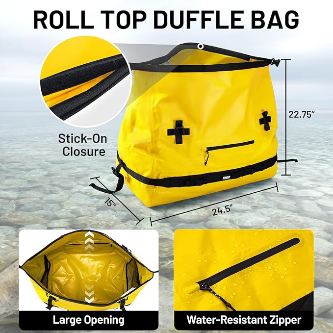 MIER Large Waterproof Duffel Bag Rolltop Dry Backpack Duffle Bags for Kayaking, Rafting, Boating, Swimming, Camping, Travel, Gym, Beach, 60L/80L