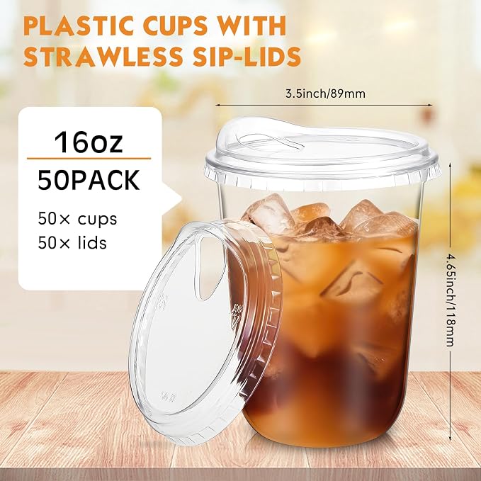 Baderke 50 Pcs Round Bottom Plastic Cups