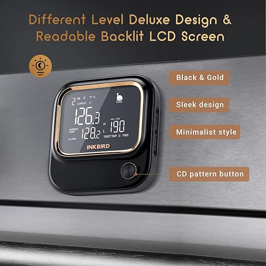5GHz WiFi & Bluetooth 5.1 Meat Thermometer, Inkbird WiFi Grill Meat Thermometer for Grilling Smoker BBQ Cooking with 4 Probes, IBT-26S Wireless APP Control, Alarm Timer, Backlit LCD, Rechargeable