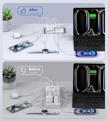 USB C Wall Charger Block, 2Pack 50W 5-Port C Charger Fast Charging Block PD Power Adapter +QC 3.0 Multiport Type C Box Brick Cube USB A Wall Plug for iPhone 16/15/14 Pro Max Plus, iPad,Samsung Galaxy