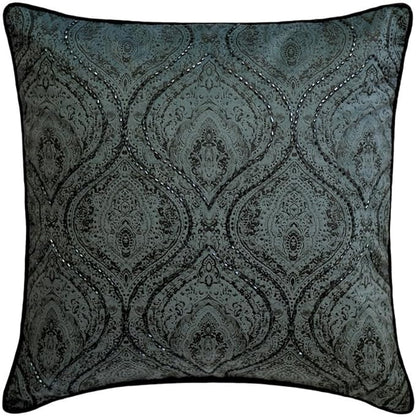 The HomeCentric King/Queen/Twin Gray Decorative Twin 53"x18" Bed Runner Without Pillow Cover, Damask, Victorian & Bead Embroidery Bed Scarf on Suede Fabric - Beatrice
