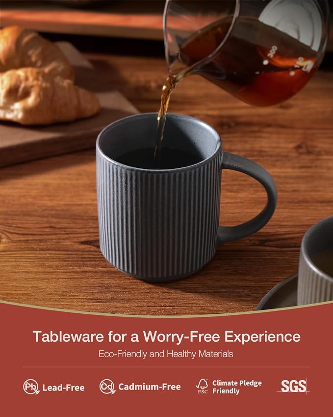 famiware Coffee Mug Set for 4, Star 12 oz Catering Mugs Cup Set