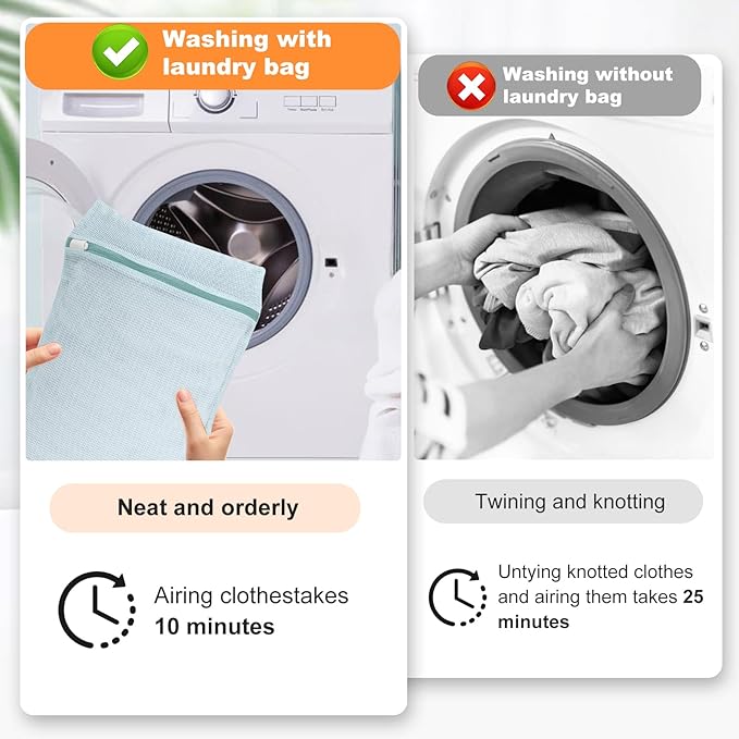 4-Piece Blue Medium Durable Organic Cotton Mesh Laundry Bags with Sturdy Zippers and Breathable Mesh are Delicate Laundry Bags for Underwear, Clothes, Pants and Socks