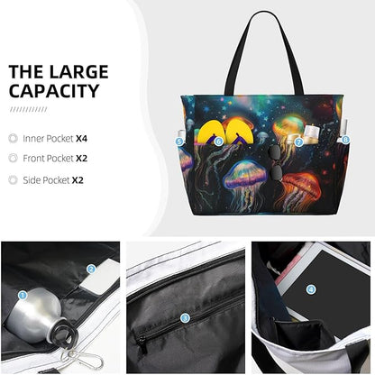 Beach Bag for Women Beach Tote Bag Waterproof Sandproof Large Bags with Zipper Big Capacity for Vacation Travel