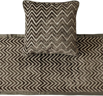 The HomeCentric King Queen Twin Grey Decorative King 90"x18" Bed Runner Without Pillow Cover, Crystals Bed Scarf on Velvet Fabric - Grey Crystal Chevy