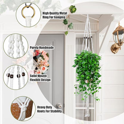 Hoteam 12 Pcs Macrame Plant Hangers Macrame Hanging Planters