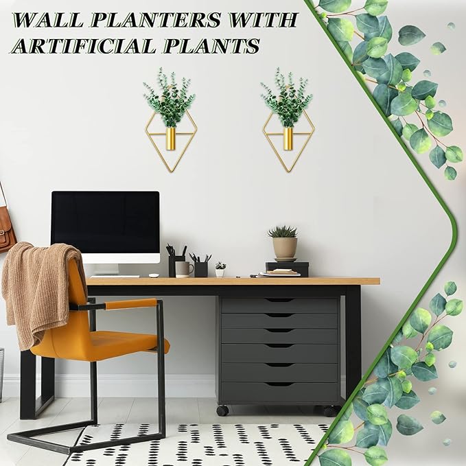 2 Pieces Gold Wall Decor Hanging Planters