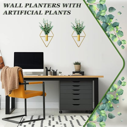 2 Pieces Gold Wall Decor Hanging Planters