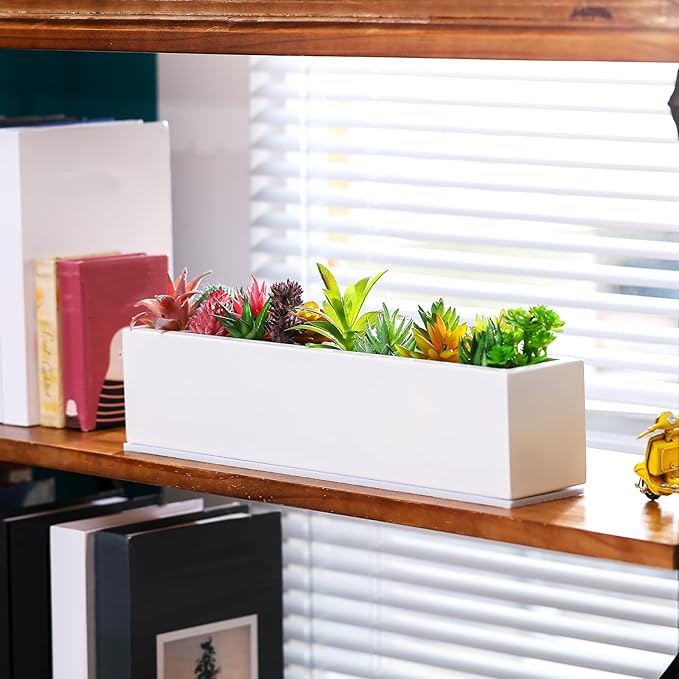 16.1 x 3.2 x 3.5 Inch Long Rectangular Planter Box Window Sill Plant Box Metal