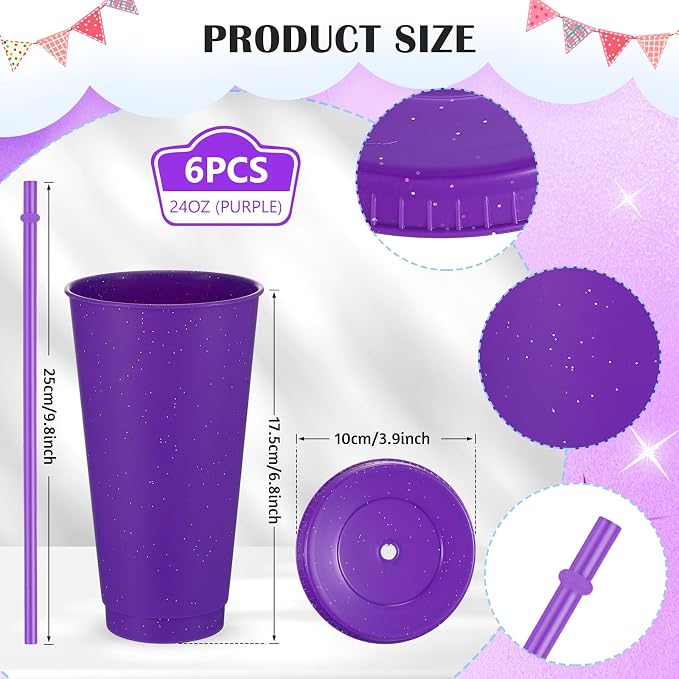 Uiifan 6 Pcs 24 oz Reusable Tumbler