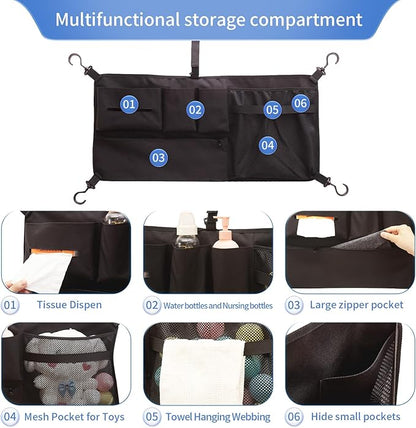 Stroller Wagon Cargo Net for WONDERFOLD Wagon Accessories (Compatible with All W-Series Models), Foldable Mesh Cargo Nets Organizer Bag with Sorting Pockets for Large Storage Space