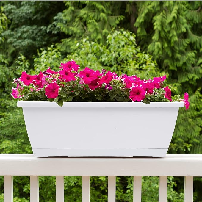 Window Box Planter, 7 Pack Plastic Vegetable Flower Planters Boxes 17 Inches
