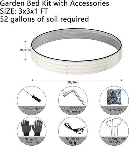 Galvanized Metal Planter Round Raised Garden Bed Kit