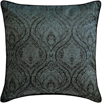 The HomeCentric King/Queen/Twin Gray Decorative CA King 86"x18" Bed Runner Without Pillow Cover, Damask, Victorian & Bead Embroidery Bed Scarf on Suede Fabric - Beatrice
