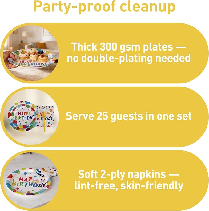 100 Pcs Disposable Birthday Party Tableware Set