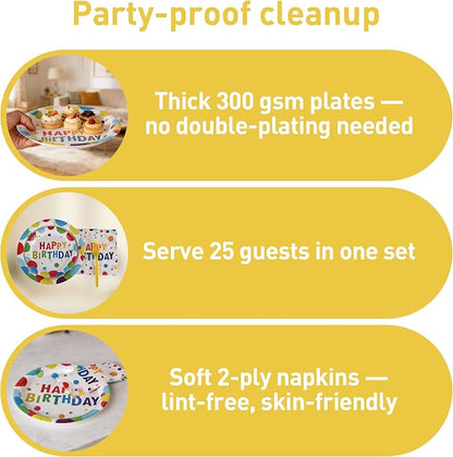100 Pcs Disposable Birthday Party Tableware Set