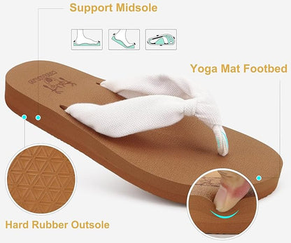 KuaiLu Flip Flops for Women with Arch Support Yoga Mat Comfortable Summer Beach Walking Thong Cushion Sandals Slip On Indoor Outdoor