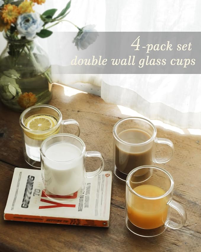 LIBWYS 12oz Double Wall Coffee Mugs