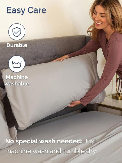 Extra Deep Queen Sheet Set - 6 Piece Breathable & Cooling Sheets - Hotel Luxury Bed Sheets Set - Easy & Secure Fit - Soft, Wrinkle Free & Comfy Sheets Set - Light Grey Sheet Set w/Extra Deep Pockets