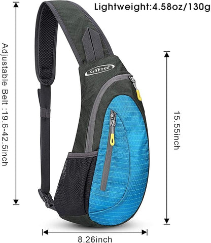 G4Free Sling Bag for Men Women, Small Crossbody Backpack Lightweight Chest Shoulder Bags for Travel, Outdoor and Sports (Light Blue)