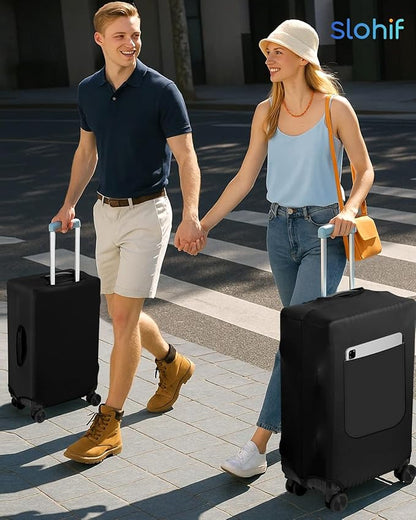 Slohif Luggage Cover for Suitcase Tsa Approved Protector - Luggage Sleeve Suit Case Cover Travel Stretch Large Baggage Case Protective Washable Fit 30-32 Inch Black