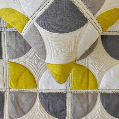 The HomeCentric King/Queen/Twin Yellow & Grey Designer Full 68"x18" Bed Runner Without Pillow Cover, Emboroidered, Quilted & Geometric Bed Scarf on Cotton Fabric - Geo Fusion