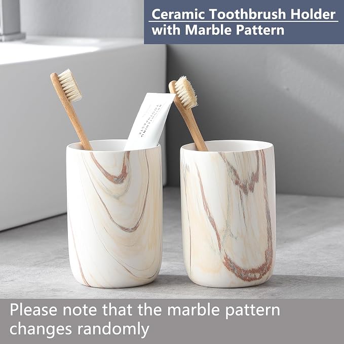 Brown Marble Toothbrush Holders