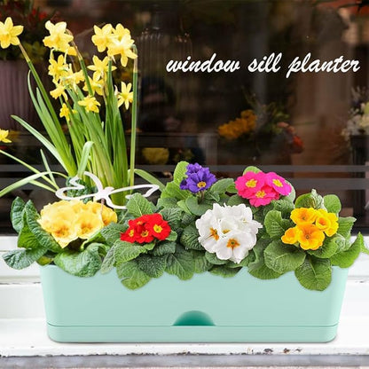 6 Pack Rectangle Planter 16x4.4 Inch Window Boxes Planters Rectangular Large