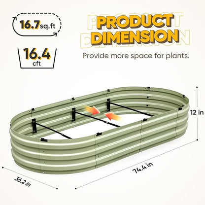 KING BIRD Raised Garden Bed Kit 2025 Upgraded Quick-Setup Galvanized Planter