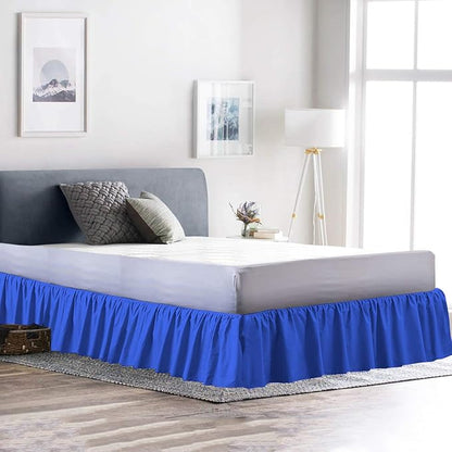 Ruffled Bed Skirt (Full XL, Royal Blue Color) 12 Inch Drop Dust Ruffle with Platform, 100% Cotton 800 Thread Count Fabric - Dust Ruffle Bedskirt for Easy Fitting and Easy Care