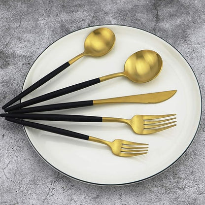 5-Piece 18/10 Stainless Steel Matte Gold Silverware Set, Kitchen Tableware Set