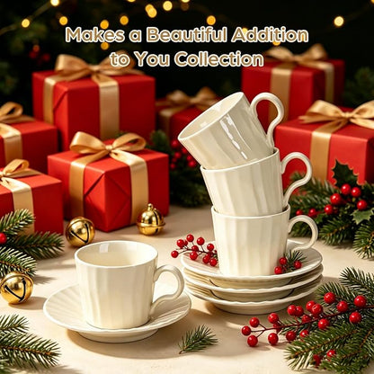 Ceramic Coffee Cup Set, 8 oz Cappuccino Cups