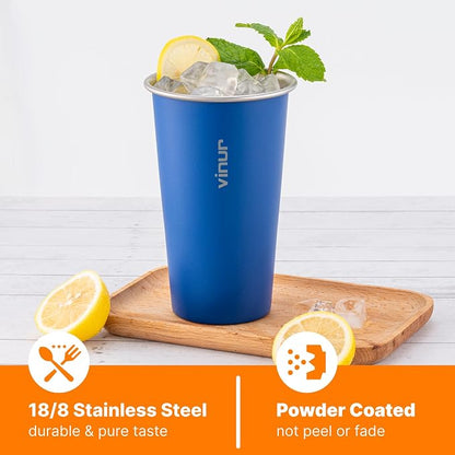 20 oz Stainless Steel Cups-Colorful Stackable Metal Drinking Glasses 4 Pcs |