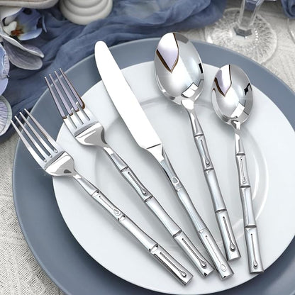 Silverware Set 60-Piece Bamboo Pattern Service