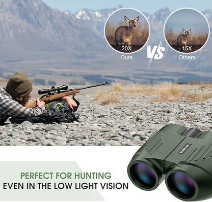 20X25 Compact Binoculars for Adults and Kids,Large Eyepiece Waterproof Binocular，Easy Focus Small Binoculars for Bird Watching,Hiking and Concert, Green